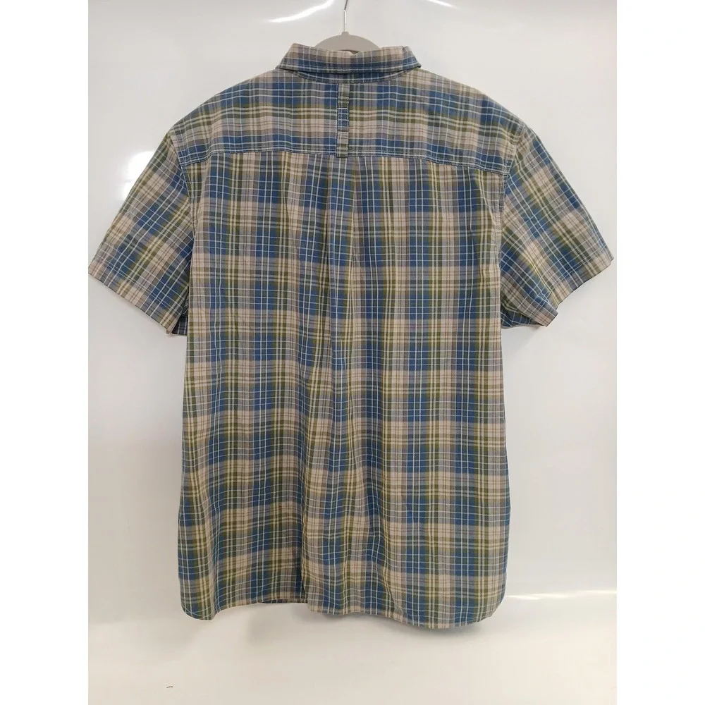 The North Face Shirt Mens 2XL Blue Green Plaid‎ Short Sleeve Button Down Hiking